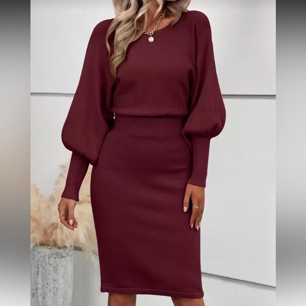 NWOT Burgundy Knit Sweater Dress